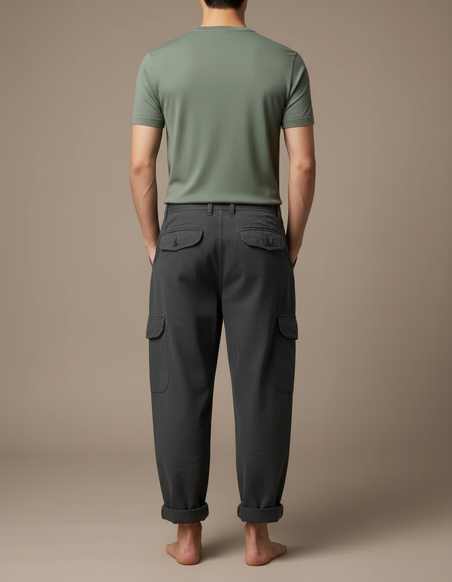 Pantalon Cargo Ample Gris Homme Décontracté Coton - Toile - vue 2