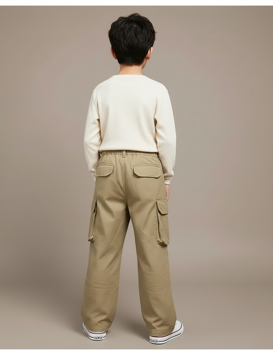 Pantalon Cargo Garçon Kaki Baggy - Toile - vue 2