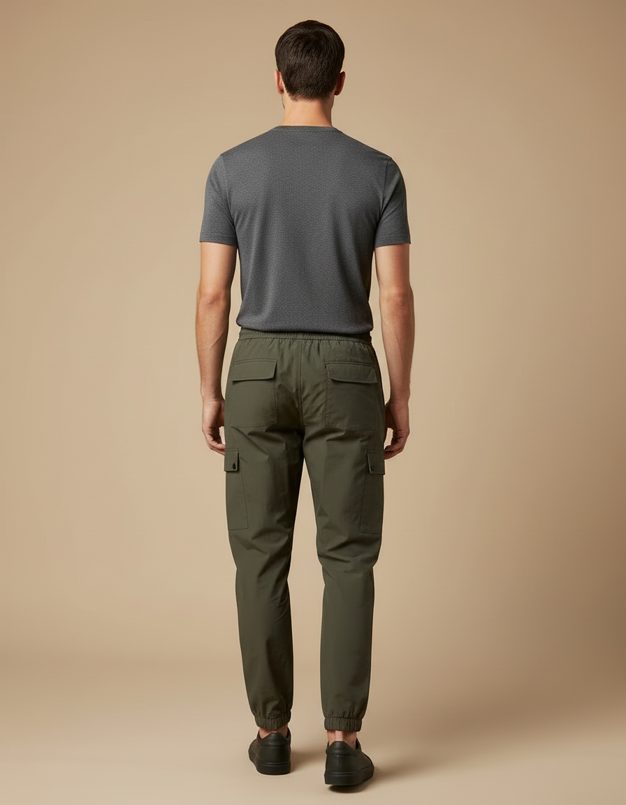 Pantalon Cargo Kaki Droit Multi-Poches Homme - Polyester - vue 2