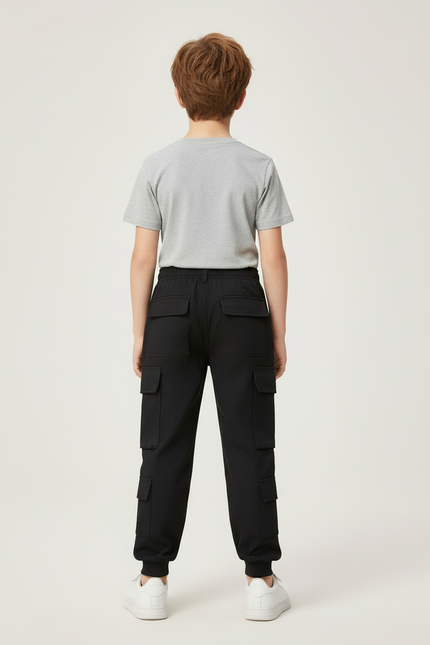 Pantalon Cargo Noir Décontracté Garçon Poches - Polyester - vue 2