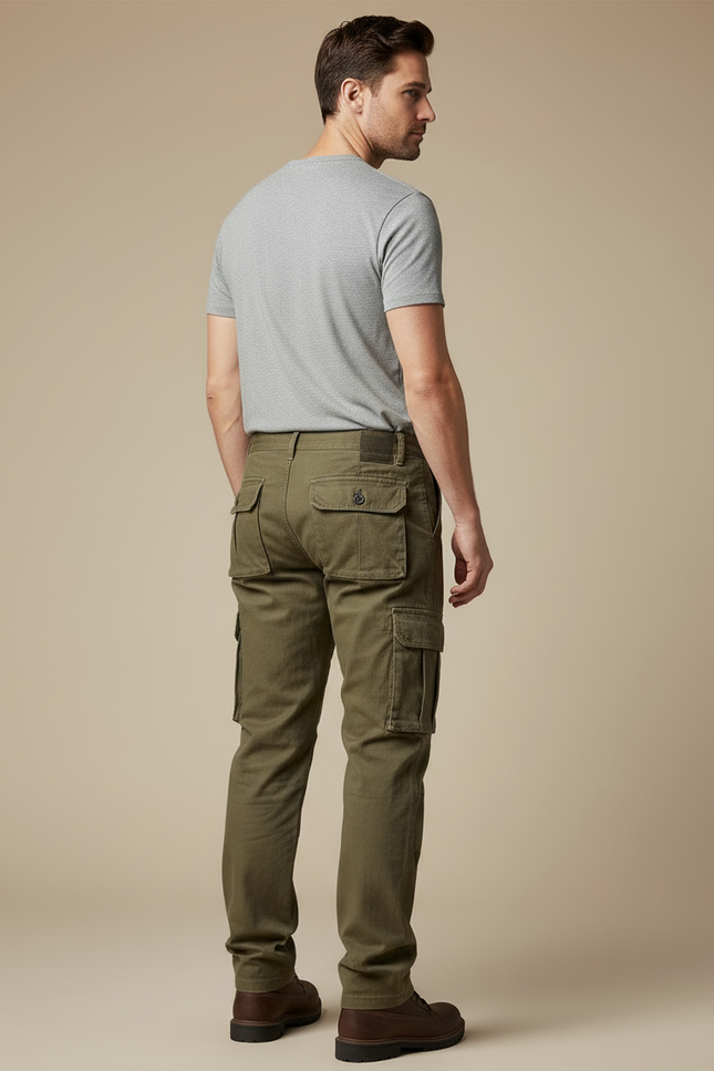 Pantalon Cargo Kaki Ample Coton Homme Travail - Toile - vue 2
