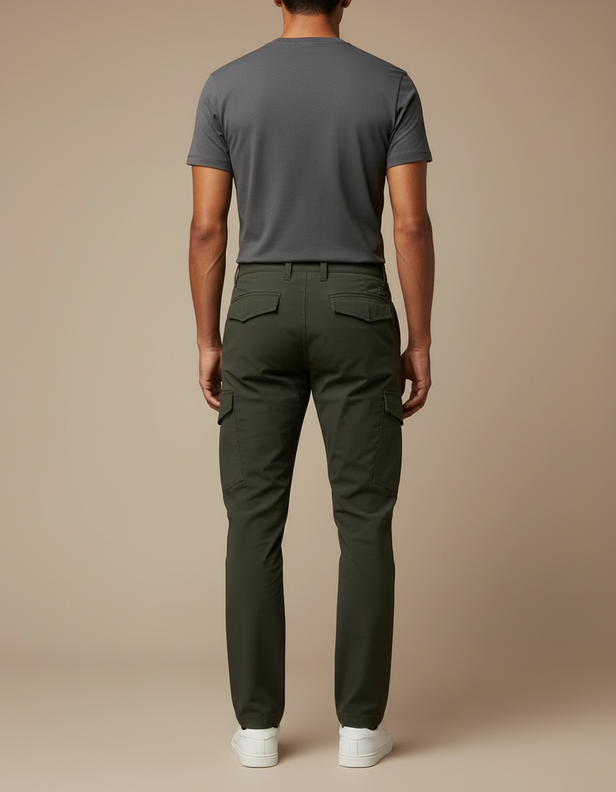 Pantalon Cargo Vert Militaire Homme Décontracté Multipoches - Kaki Polyester - vue 2