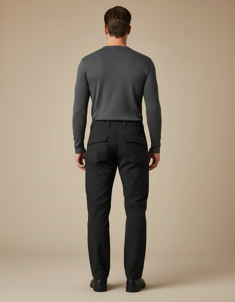 Pantalon Cargo Noir Technique Coupe Droite Multipoches - Polyester - vue 2