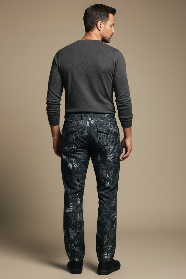 Pantalon Cargo Camouflage Noir Tactique Ample Multipoches Homme - Imprimé Polyester - vue 2