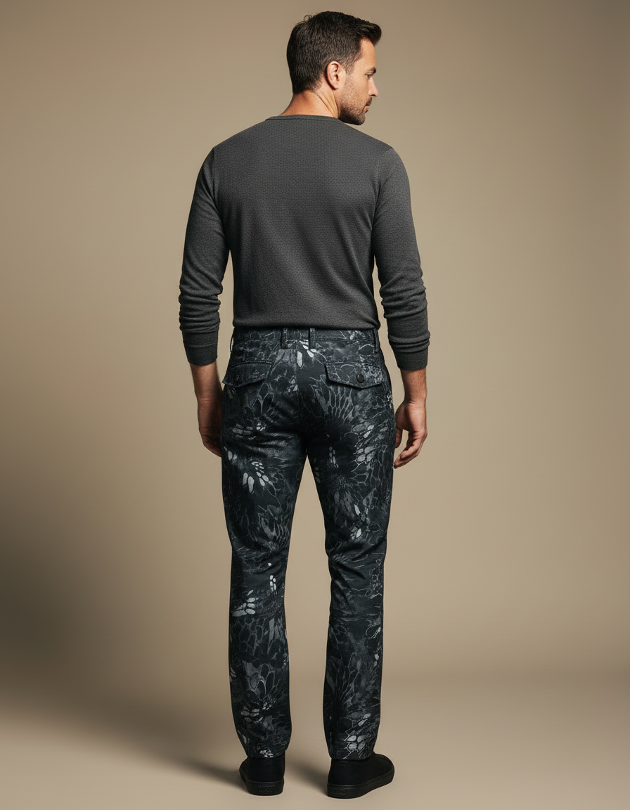 Pantalon Cargo Camouflage Noir Tactique Ample Multipoches Homme - Imprimé Polyester - vue 2