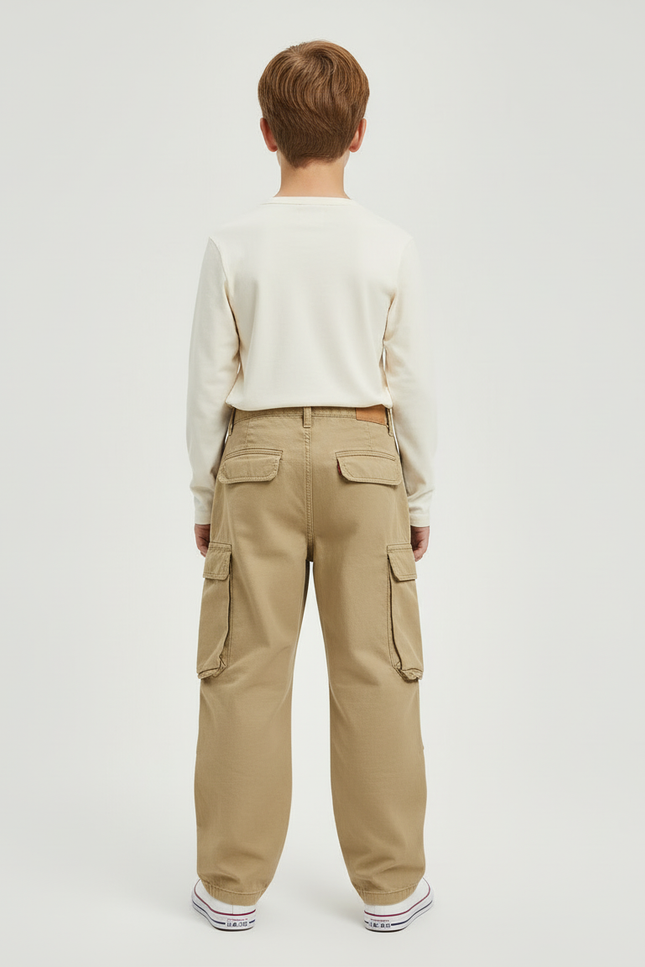 Pantalon Cargo Kaki Ample Coton Garçon - Toile - vue 2