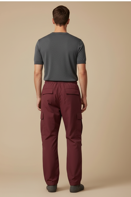 Pantalon Cargo Bordeaux Ample Décontracté Homme - Polyester - vue 2