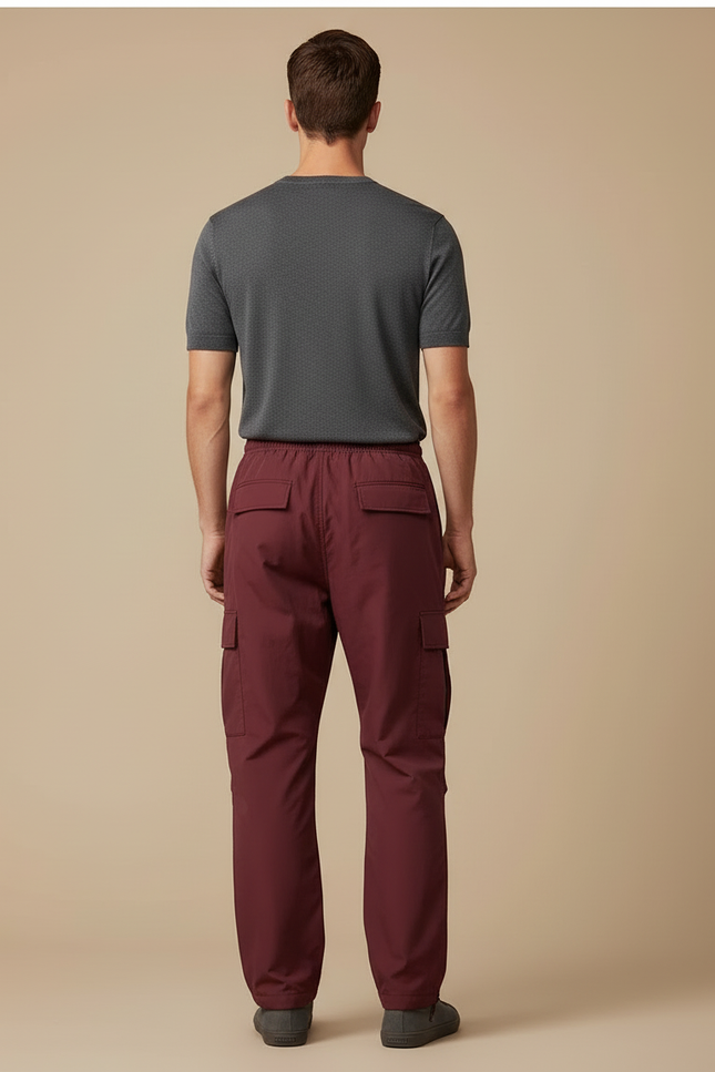 Pantalon Cargo Bordeaux Ample Décontracté Homme - Polyester - vue 2