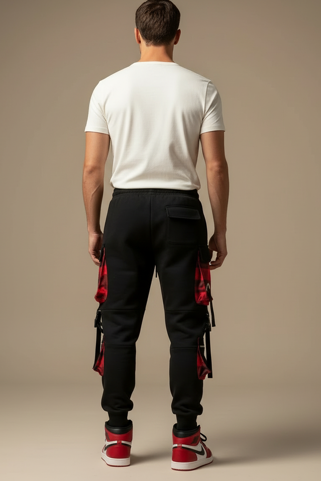Pantalon Cargo Carreaux Homme - Noir Molleton - vue 2