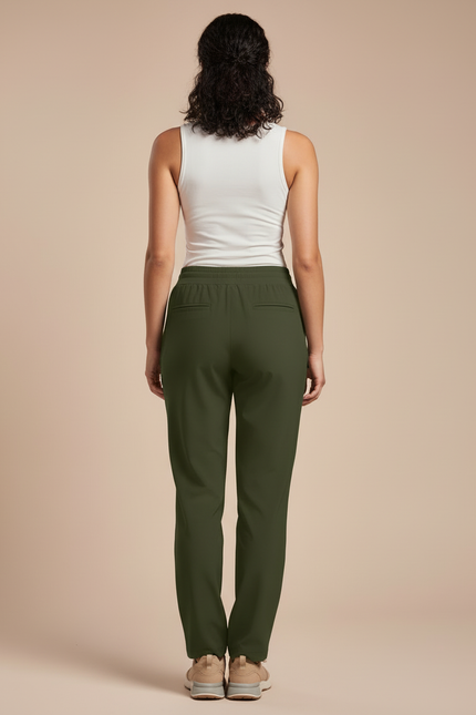 Pantalon Cargo Vert Militaire Fluide Léger Femme - Kaki Polyester - vue 2