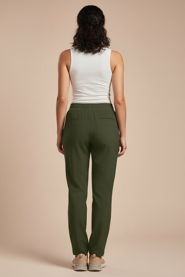 Pantalon Cargo Vert Militaire Fluide Léger Femme - Kaki Polyester - vue 2
