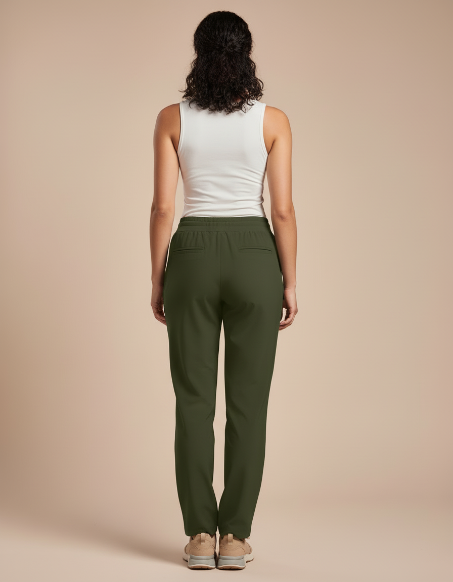 Pantalon Cargo Vert Militaire Fluide Léger Femme - Kaki Polyester - vue 2