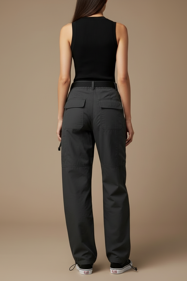 Pantalon Cargo Gris Ample Décontracté Léger Femme - Polyester - vue 2