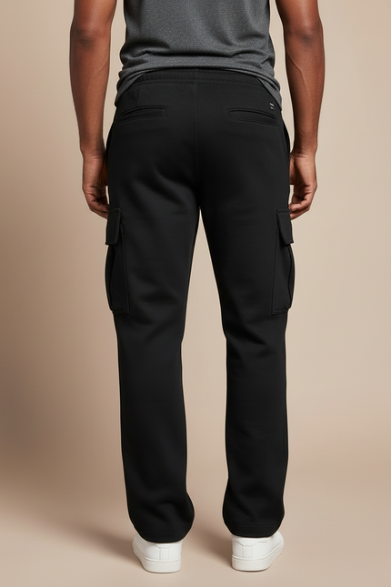 Pantalon Cargo Noir Décontracté Ample Multi-Poches Homme - Molleton - vue 2