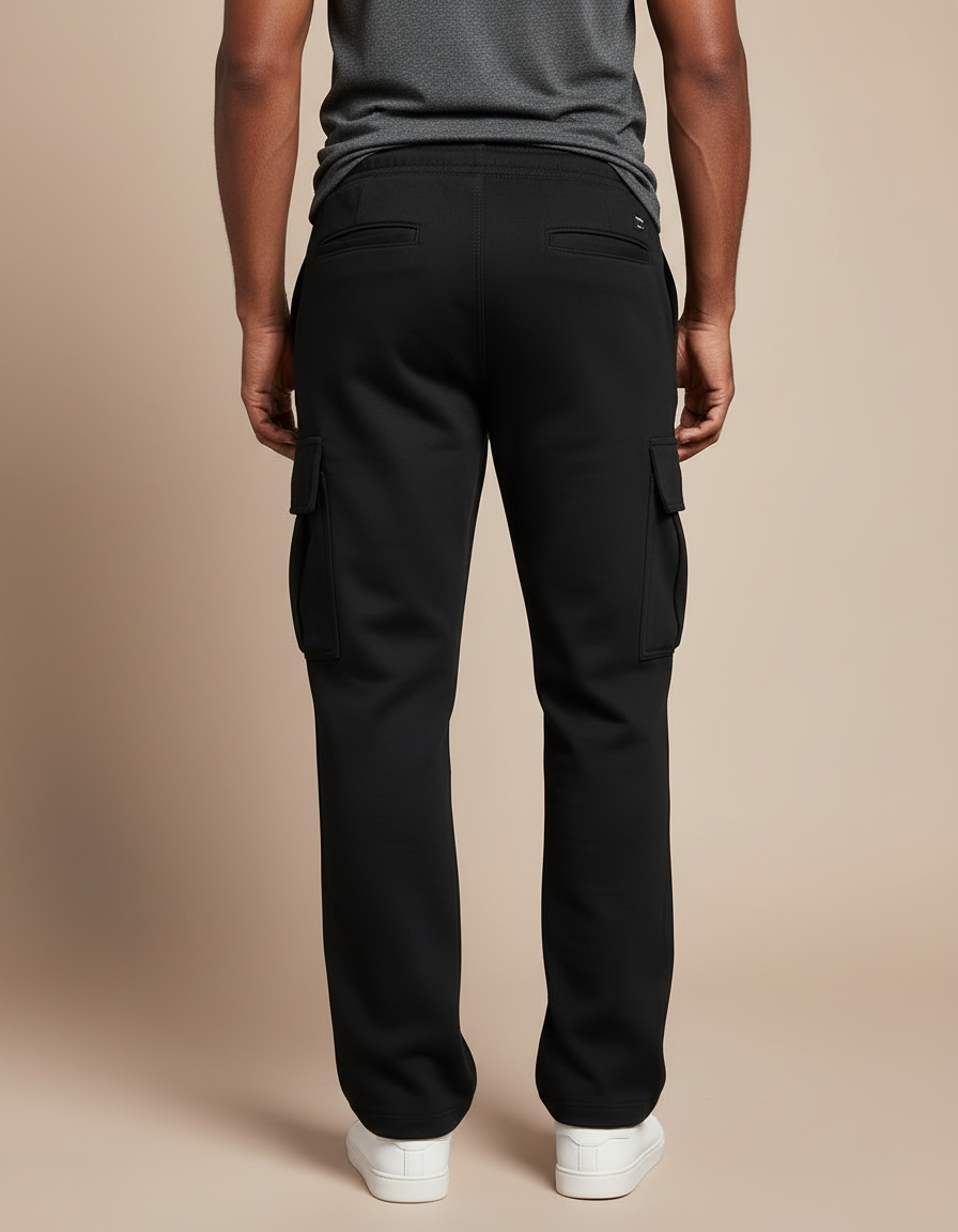 Pantalon Cargo Noir Décontracté Ample Multi-Poches Homme - Molleton - vue 2