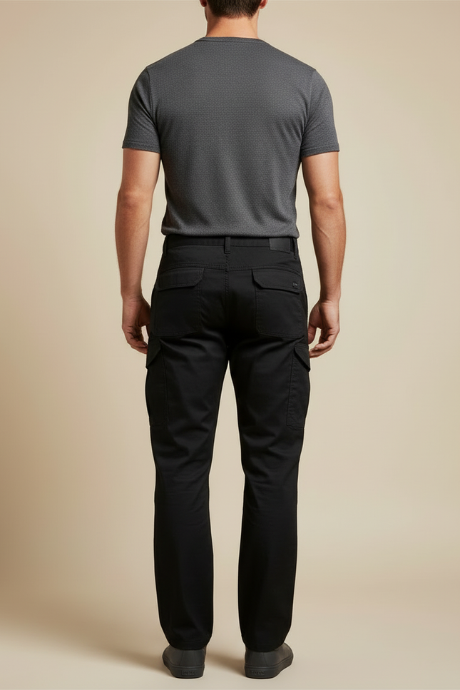 Pantalon Cargo Noir Décontracté Multipoches Homme - Toile - vue 2