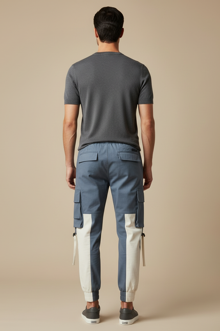 Pantalon Cargo Bleu Clair - Toile - vue 2