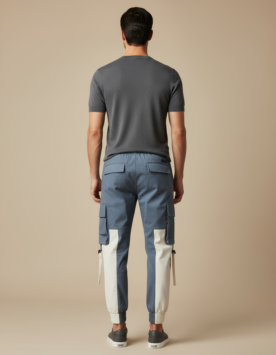 Pantalon Cargo Bleu Clair - Toile - vue 2