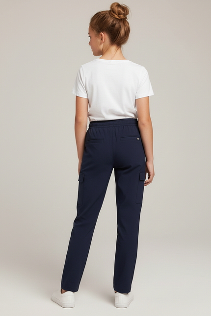 Pantalon Cargo Bleu Marine Cordon Élastique Enfant - Polyester - vue 2
