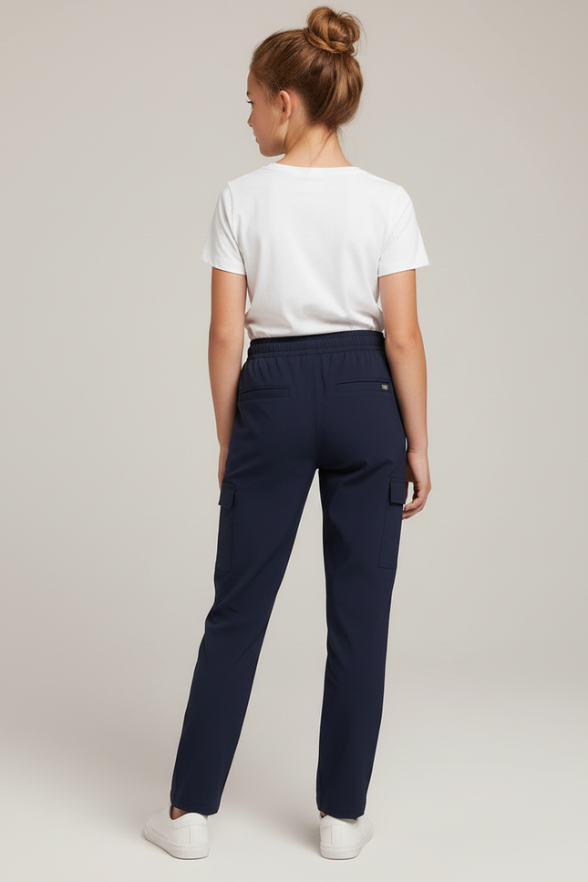 Pantalon Cargo Bleu Marine Cordon Élastique Enfant - Polyester - vue 2