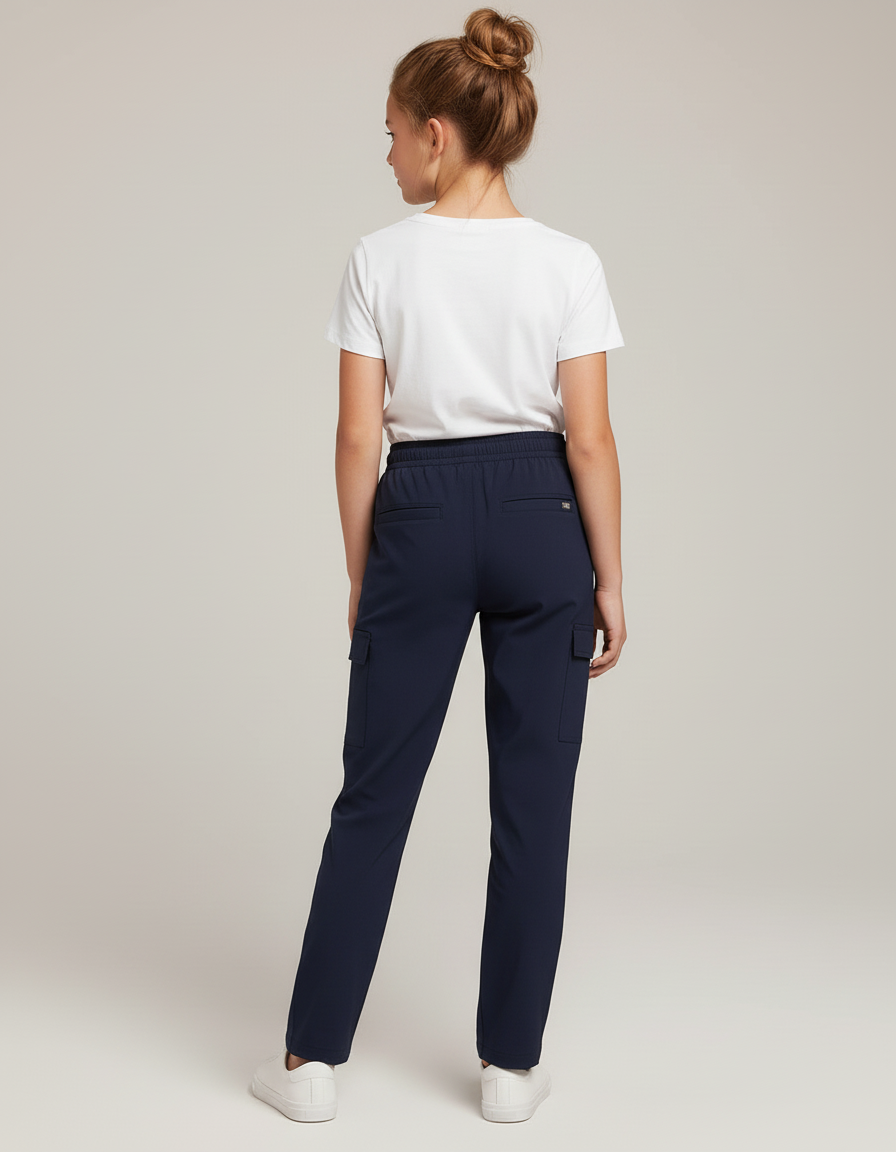 Pantalon Cargo Bleu Marine Cordon Élastique Enfant - Polyester - vue 2
