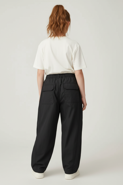 Pantalon Cargo Noir Ample Léger Enfant Décontracté - Polyester - vue 2