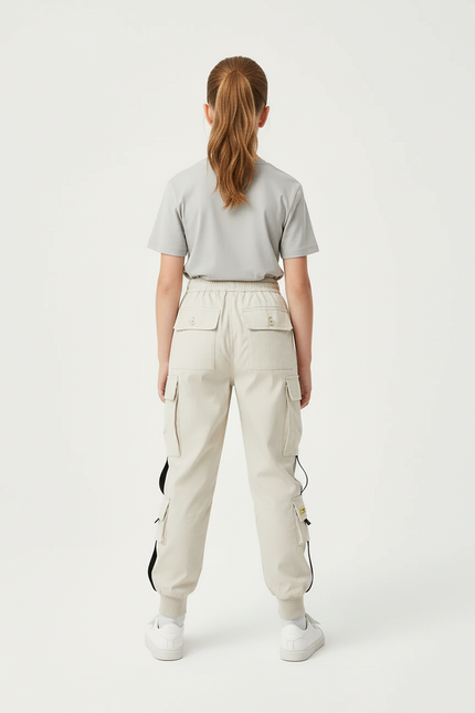 Pantalon Cargo Beige Multipoches Décontracté Fille - Toile - vue 2