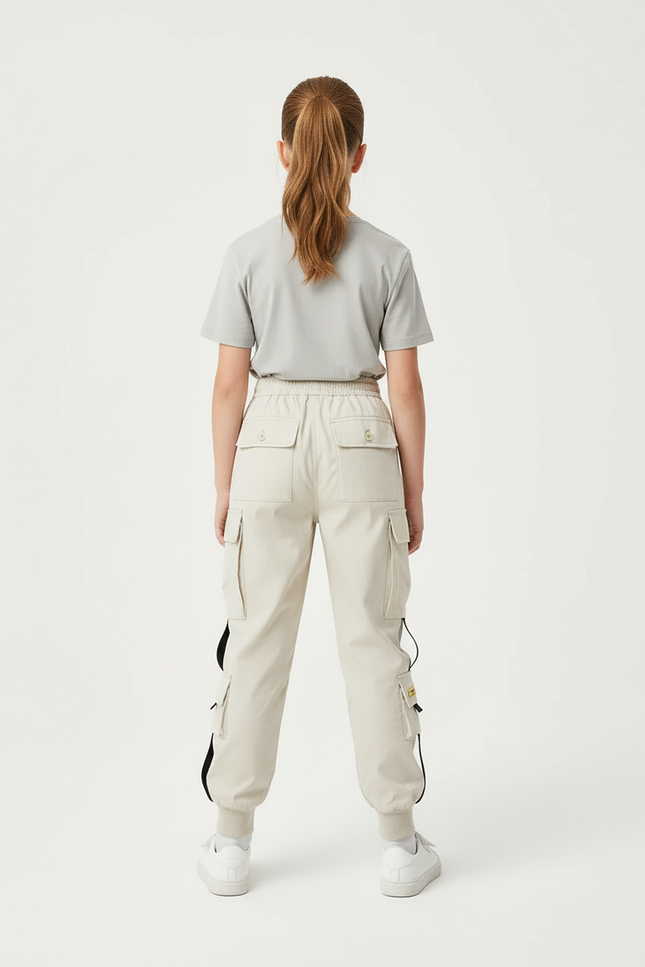 Pantalon Cargo Beige Multipoches Décontracté Fille - Toile - vue 2