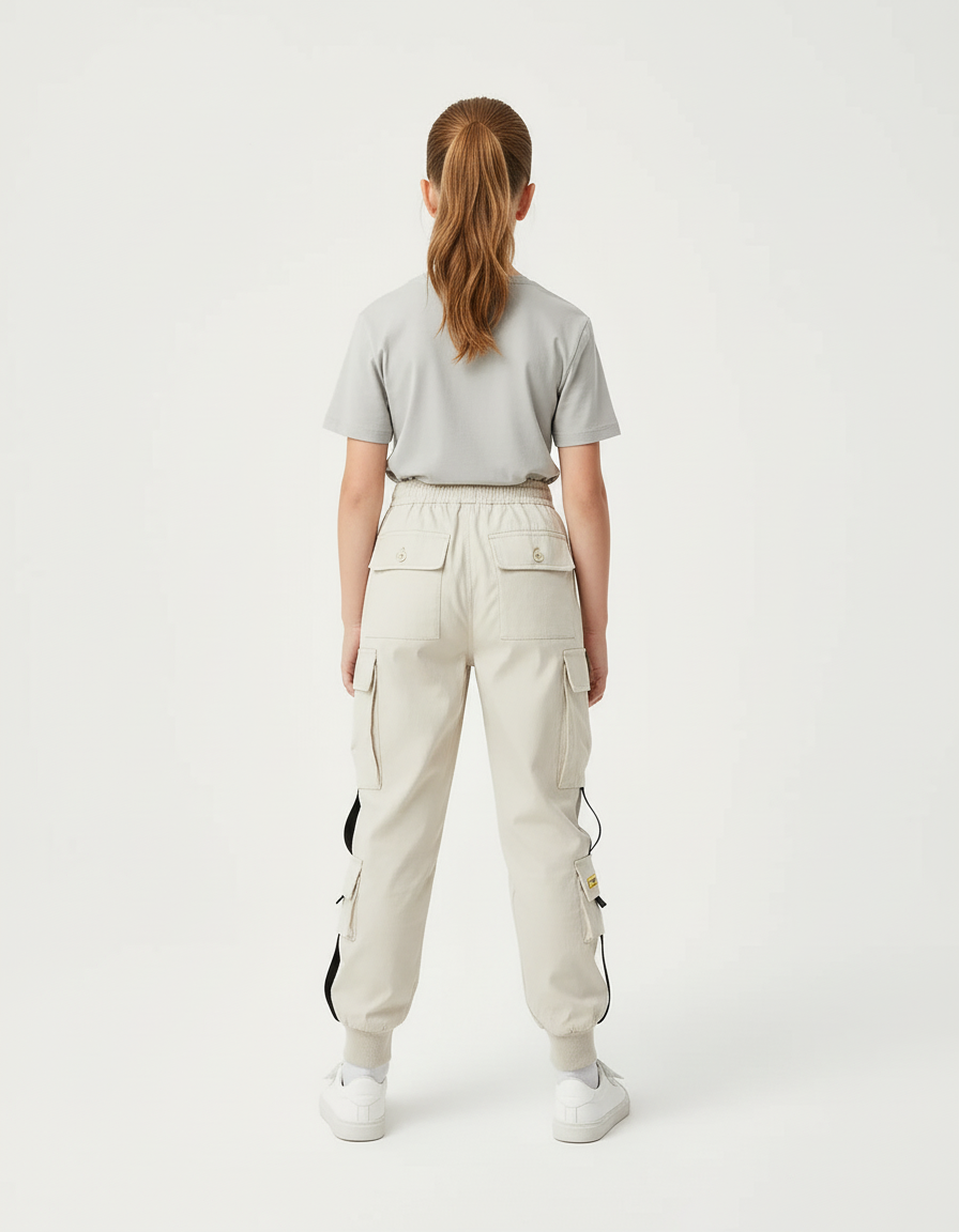 Pantalon Cargo Beige Multipoches Décontracté Fille - Toile - vue 2