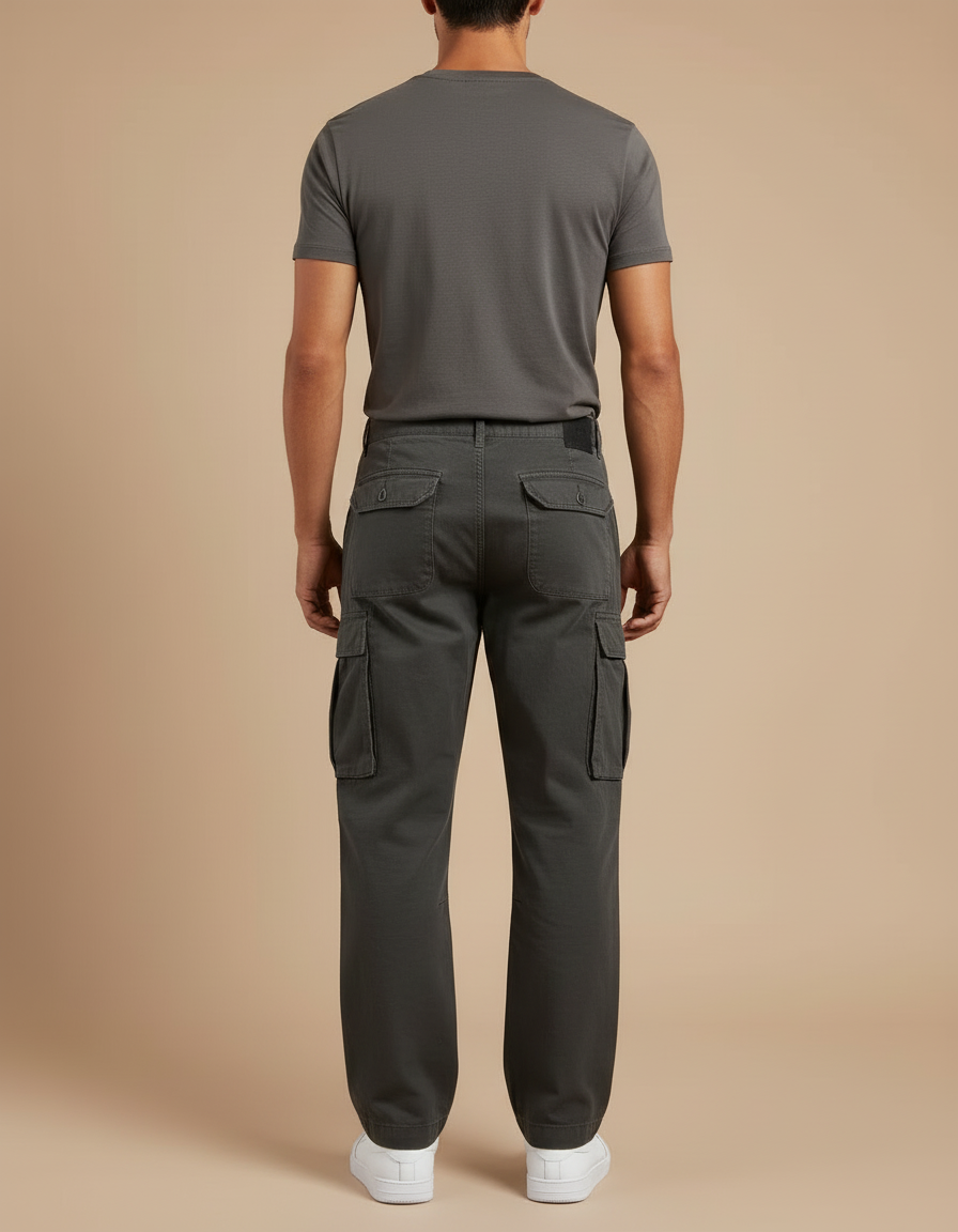 Pantalon Cargo Work - Kaki Toile - vue 2