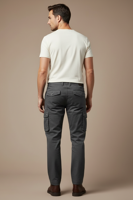 Pantalon Cargo Gris Multipoches Décontracté Coton Homme - Toile - vue 2