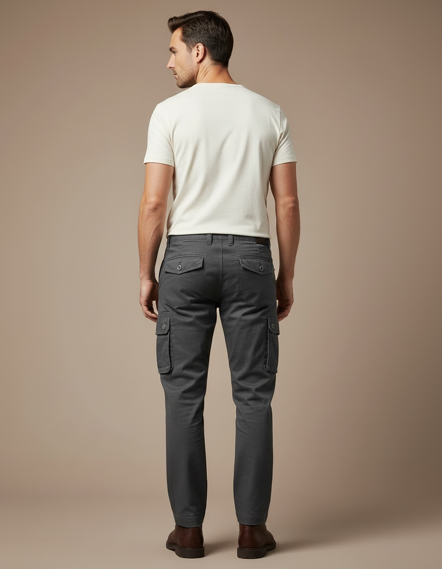 Pantalon Cargo Gris Multipoches Décontracté Coton Homme - Toile - vue 2