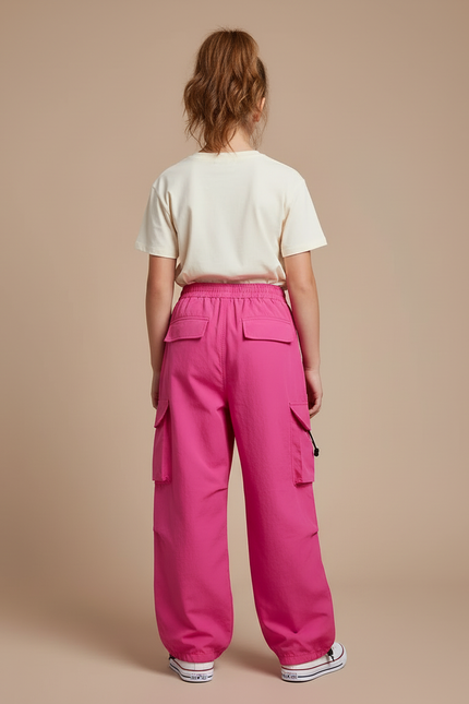 Pantalon Cargo Fille Rose Parachute - Polyester - vue 2