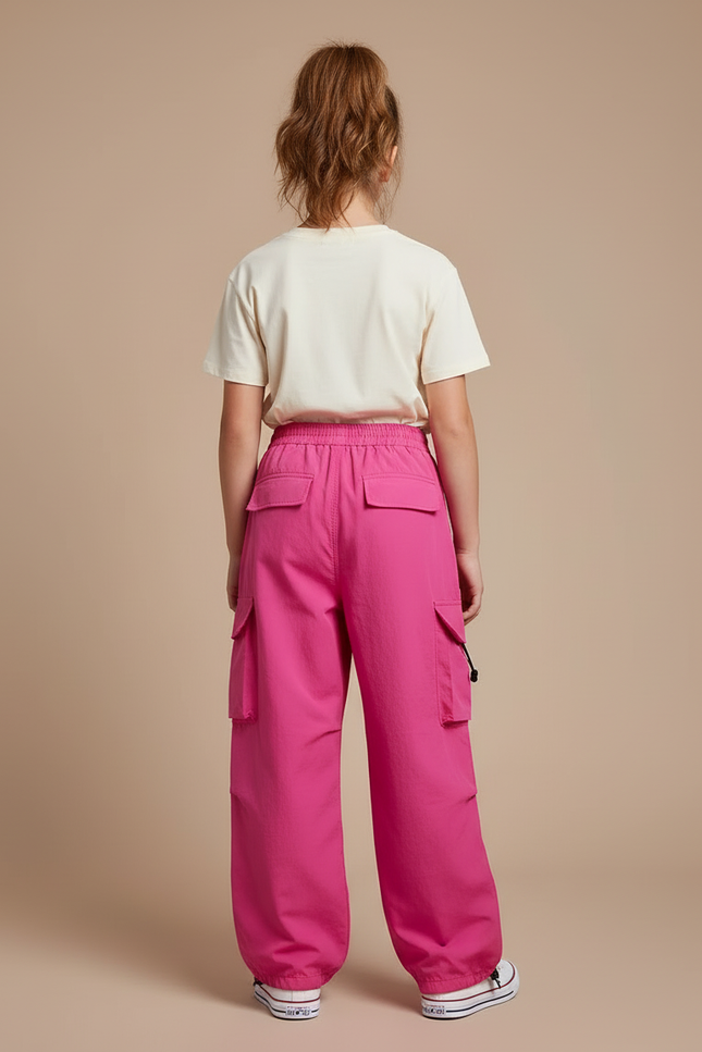 Pantalon Cargo Fille Rose Parachute - Polyester - vue 2