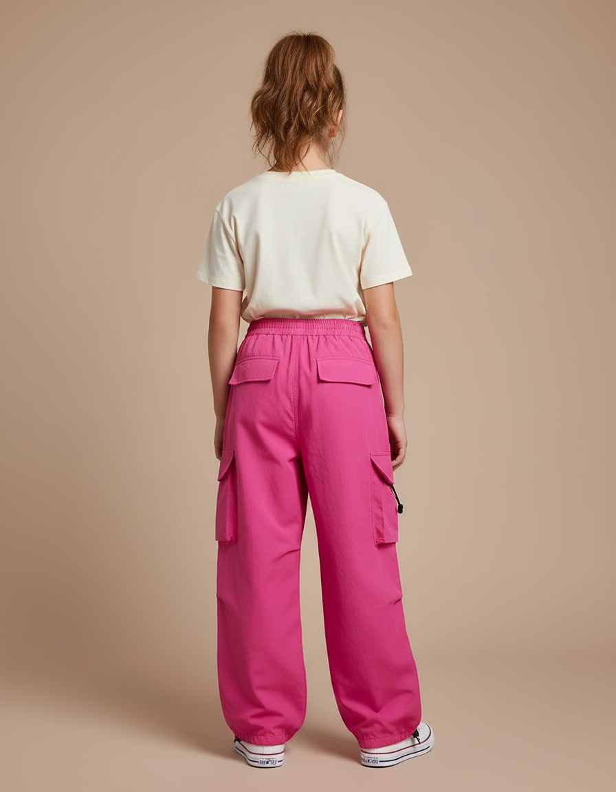 Pantalon Cargo Fille Rose Parachute - Polyester - vue 2