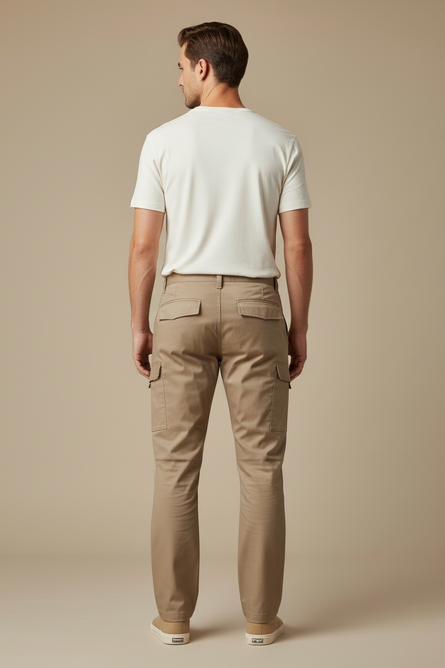 Pantalon Cargo Homme Beige Multipoches Décontracté Résistant - Toile - vue 2