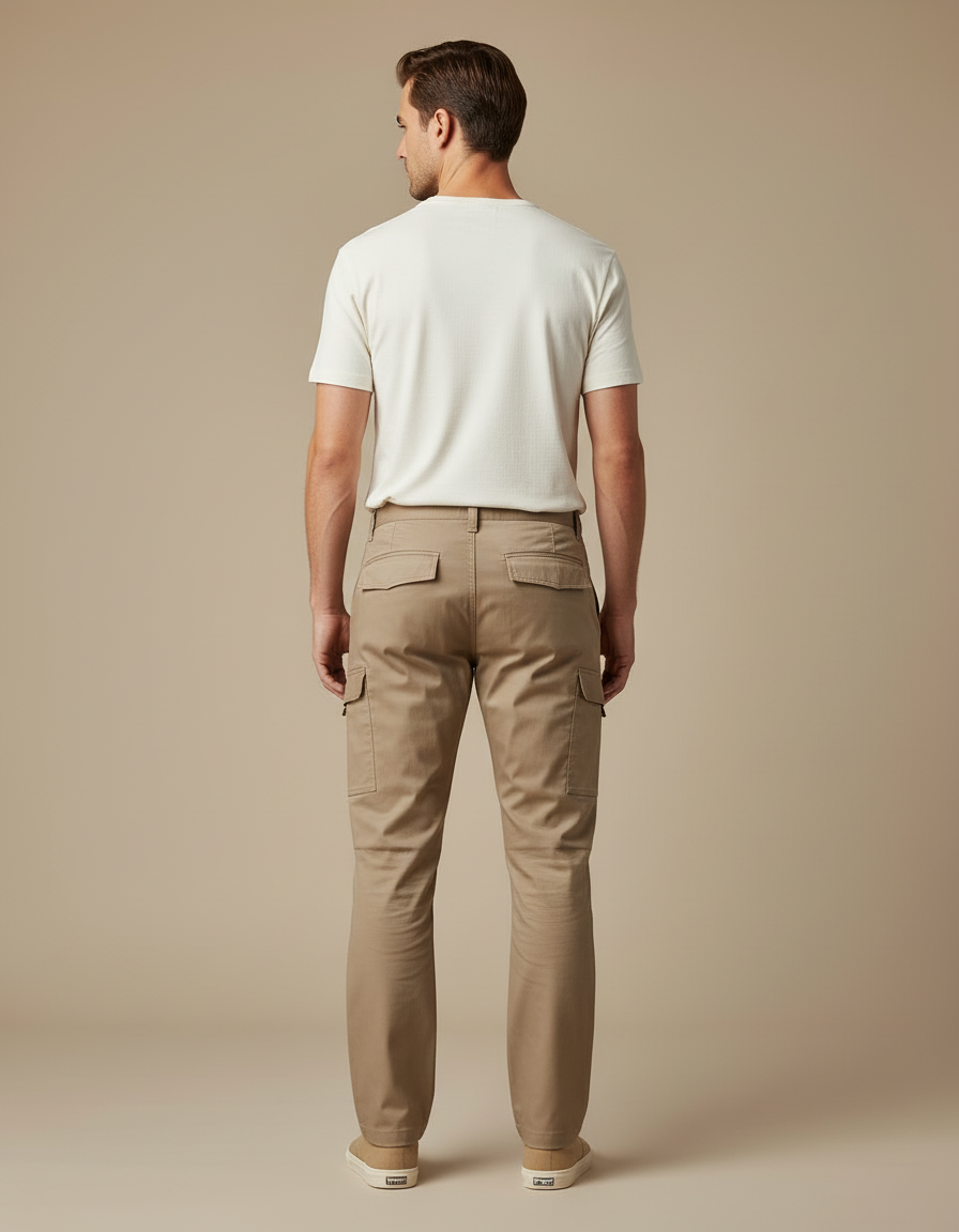 Pantalon Cargo Homme Beige Multipoches Décontracté Résistant - Toile - vue 2