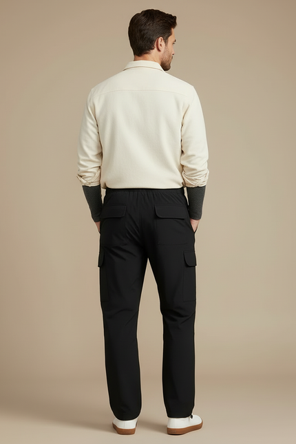 Pantalon Cargo Noir Ample Homme Décontracté - Polyester - vue 2