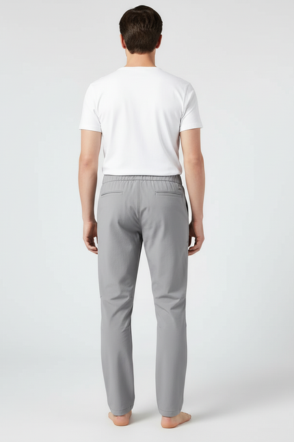 Pantalon Cargo Gris Élastique Coupe Droite Léger Zippé - Polyester - vue 2