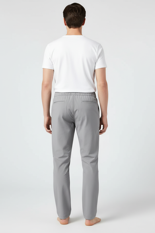 Pantalon Cargo Gris Élastique Coupe Droite Léger Zippé - Polyester - vue 2