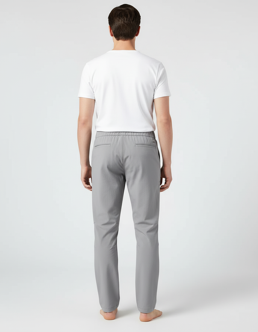 Pantalon Cargo Gris Élastique Coupe Droite Léger Zippé - Polyester - vue 2
