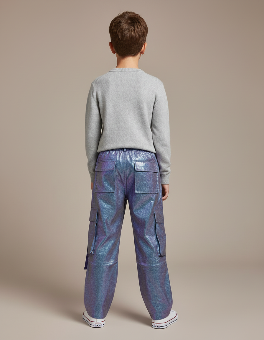 Pantalon Cargo Irisé Ample Violet Streetwear Garçon - Simili cuir - vue 2