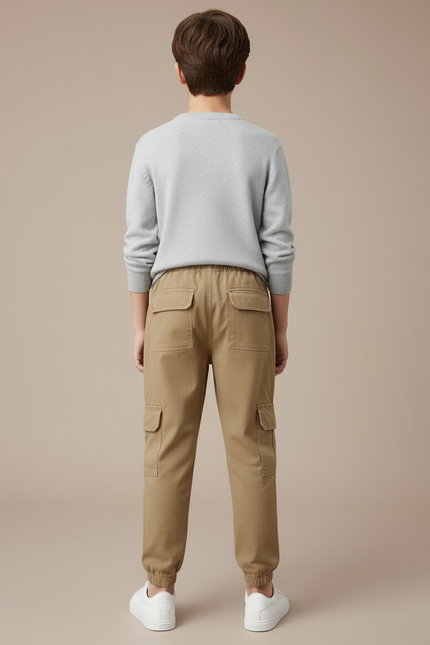 Pantalon Cargo Beige Ample Coton Multipoches Garçon - vue 2