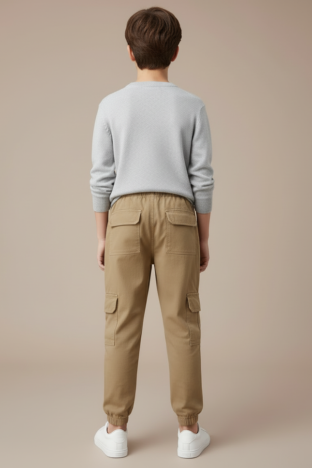 Pantalon Cargo Beige Ample Coton Multipoches Garçon - vue 2