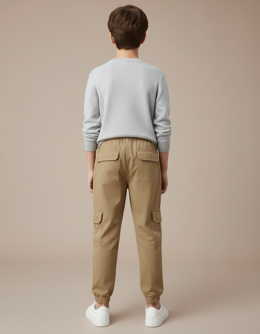 Pantalon Cargo Beige Ample Coton Multipoches Garçon - vue 2