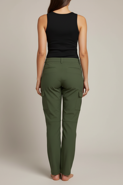 Pantalon Cargo Vert Kaki Femme Décontracté Poches - Polyester - vue 2