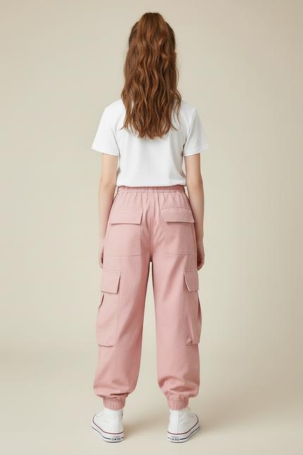 Pantalon Cargo Fille Rose Jogger - Toile - vue 2