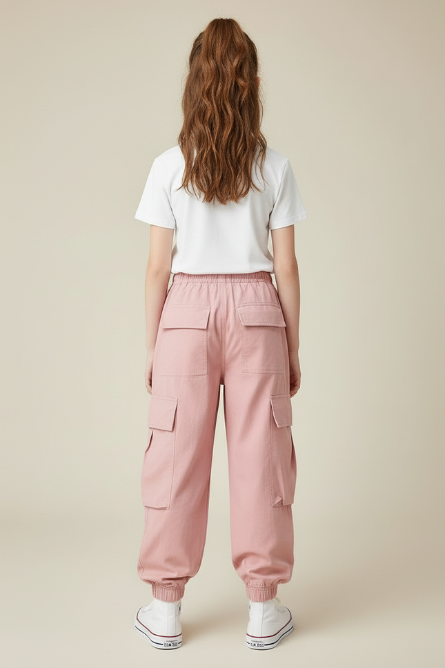 Pantalon Cargo Fille Rose Jogger - Toile - vue 2