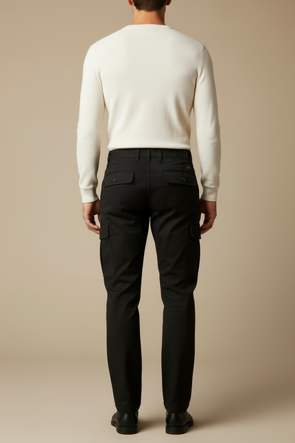 Pantalon Cargo Relaxed Fit - Noir Coton - vue 2