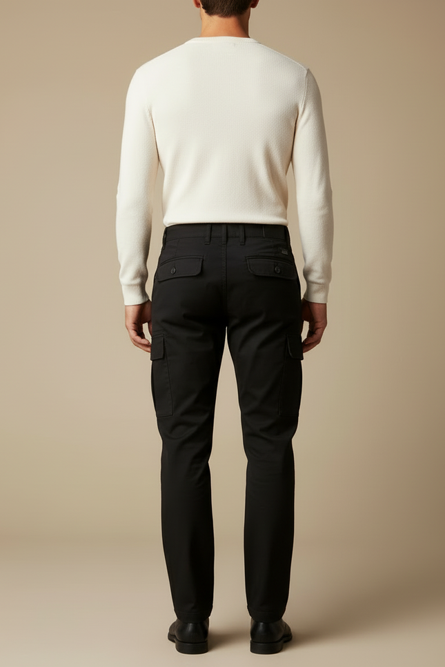 Pantalon Cargo Relaxed Fit - Noir Coton - vue 2